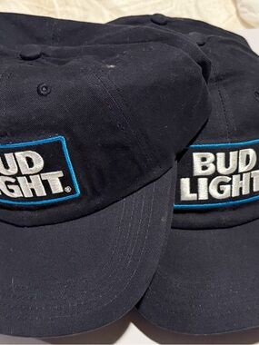 Bud Light Navy Blue Embroidered Logo Baseball Cap set of 2